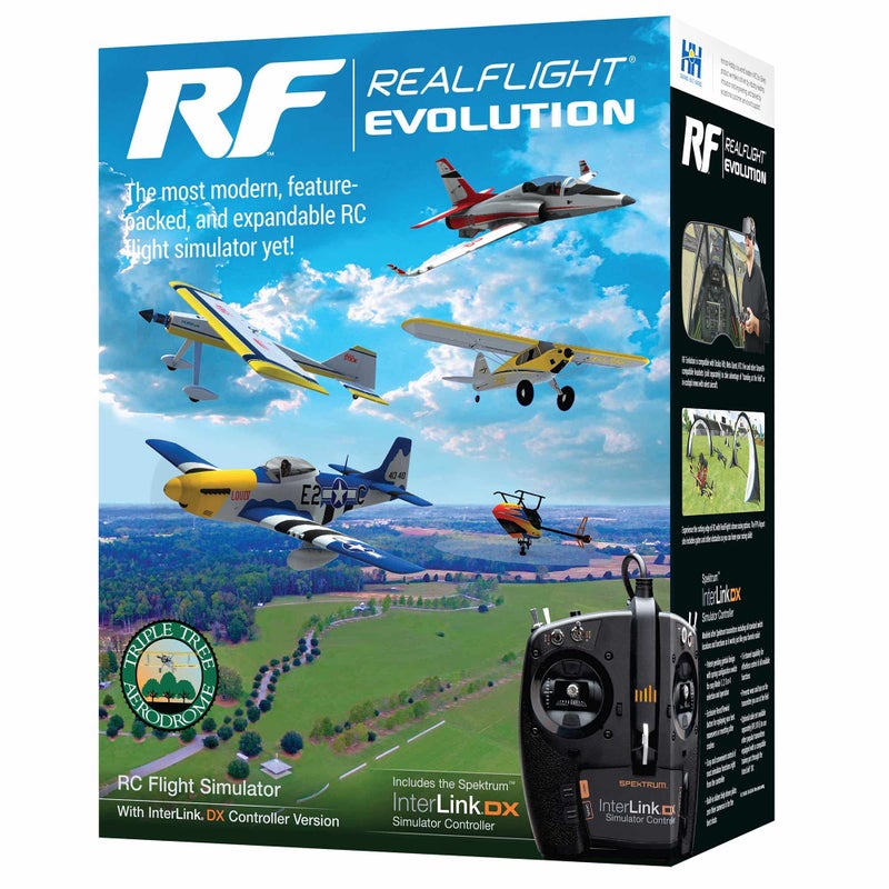 برنامج REALFLIGHT Evolution RC Flight Simulator مع وحدة تحكم Interlink DX متضمنة محاكيات RFL2000 Air/Heli المتوافقة مع سماعات الرأس VR وخيارات متعددة اللاعبين عبر الإنترنت - Image 2